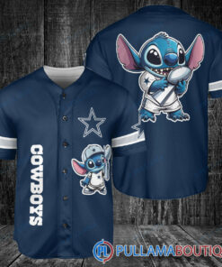 Dallas Cowboys x Stitch with Trophy Baseball Jersey Navy