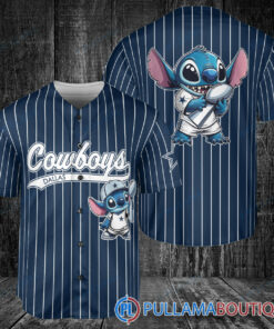 Dallas Cowboys x Stitch with Trophy Baseball Jersey Navy Stripe