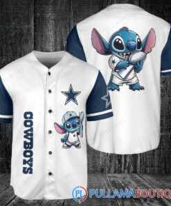 Dallas Cowboys x Stitch with Trophy Baseball Jersey White