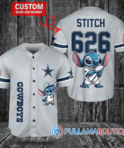 Dallas Cowboys x Stitch with Trophy Custom Baseball Jersey Gray