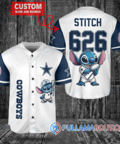 Dallas Cowboys x Stitch with Trophy Custom Baseball Jersey White