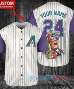 Dbacks Limited Edition World Series Trophy Baseball Jersey Cream-Purple