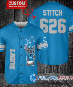 Detroit Lions Stitch Custom Baseball Jersey Blue