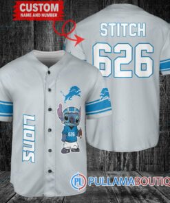 Detroit Lions Stitch Custom Baseball Jersey Gray