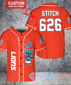 Detroit Lions Stitch Custom Baseball Jersey Orange