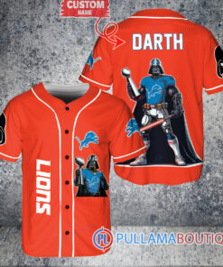 Detroit Lions x Darth Vader Star Wars with Trophy Custom Baseball Jersey Orange