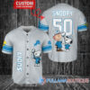 Seattle Seahawks x Snoopy and Charlie Brown with Trophy Custom Baseball Jersey White