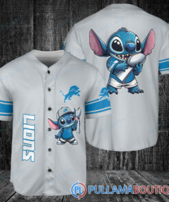 Detroit Lions x Stitch with Trophy Baseball Jersey Gray