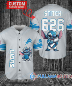 Detroit Lions x Stitch with Trophy Custom Baseball Jersey Gray