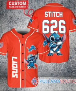 Detroit Lions x Stitch with Trophy Custom Baseball Jersey Orange