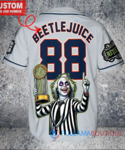 Detroit Tigers Beetlejuice Halloween World Series Trophy Baseball Jersey Gray