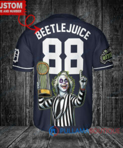 Detroit Tigers Beetlejuice Halloween World Series Trophy Baseball Jersey Navy