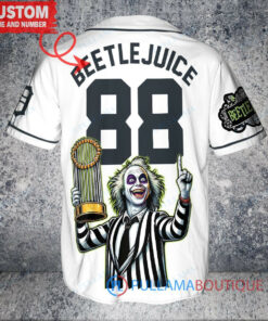 Detroit Tigers Beetlejuice Halloween World Series Trophy Baseball Jersey White