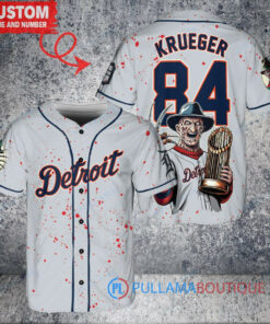 Detroit Tigers Freddy Krueger Halloween World Series Trophy Baseball Jersey Gray