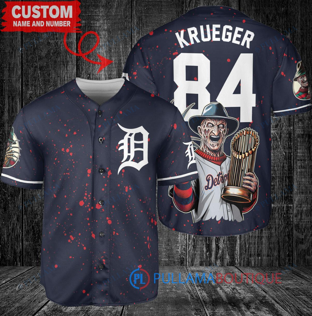 St. Louis Cardinals x Freddy Krueger A Nightmare on Elm Street Halloween with World Series Trophy Custom Baseball Jersey Cream