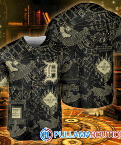 Detroit Tigers Harry Potter The Marauders Map Baseball Jersey Black