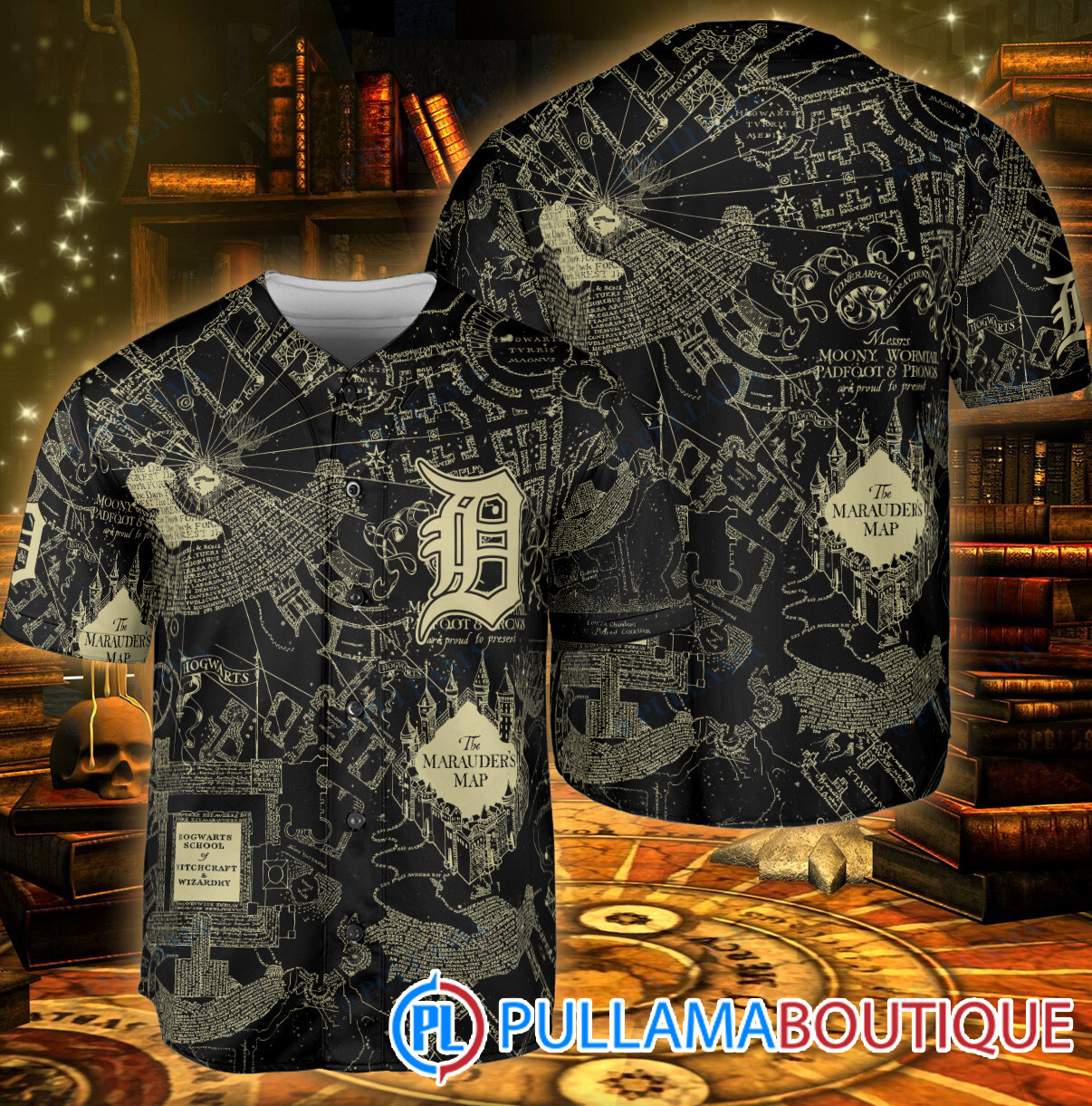 Los Angeles Dodgers Harry Potter The Marauders Map Baseball Jersey Black