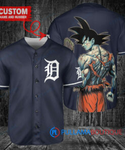 Detroit Tigers Son Goku Super Saiyan Dragon Ball Z Baseball Jersey Navy