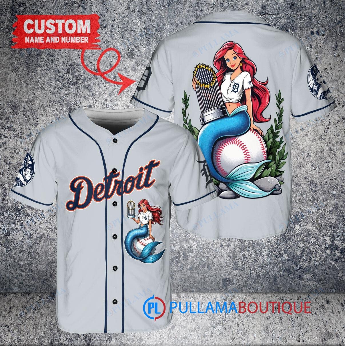 Milwaukee Brewers x Ariel Mermaid with Trophy Custom Baseball Jersey White