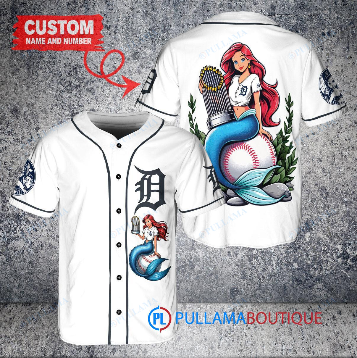 Los Angeles Angels x Ariel Mermaid with Trophy Custom Baseball Jersey Cream