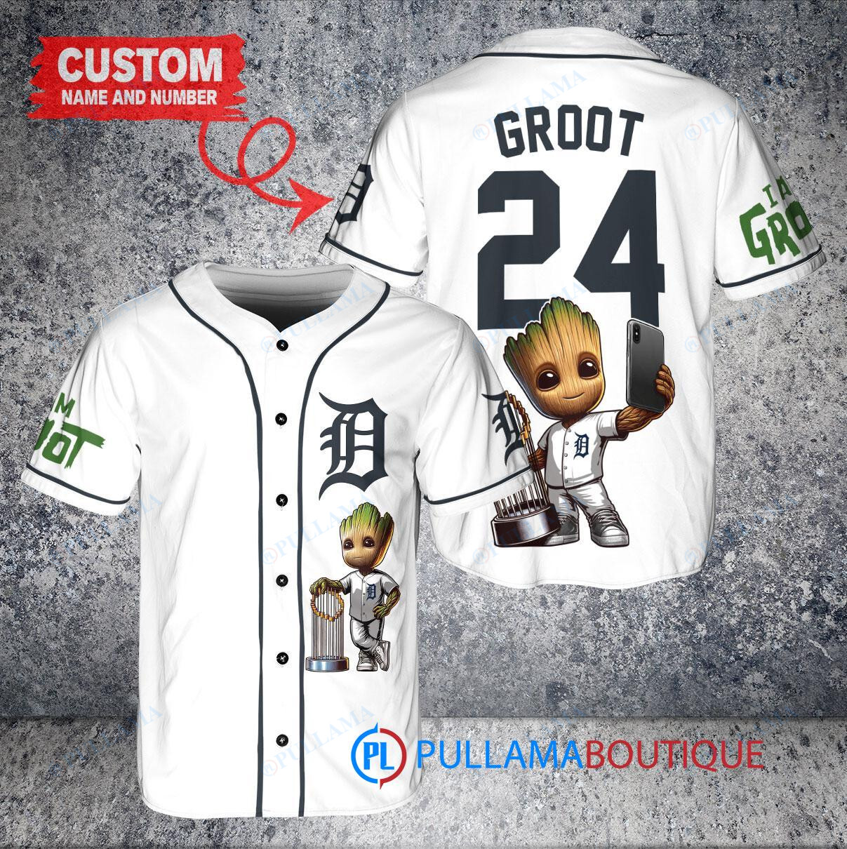 San Francisco Giants x Baby Groot Marvel Guardians Of The Galaxy with Trophy Custom Baseball Jersey Gray