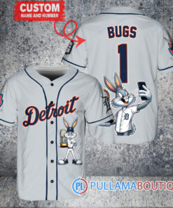 Detroit Tigers x Bugs Bunny with Trophy Baseball Jersey Gray