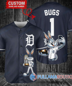 Detroit Tigers x Bugs Bunny with Trophy Baseball Jersey Navy