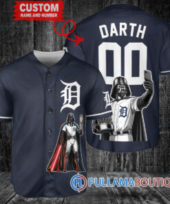 Detroit Tigers x Darth Vader Star Wars with Trophy Baseball Jersey Navy