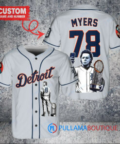 Detroit Tigers x Halloween Michael Myers with Trophy Custom Baseball Jersey Gray