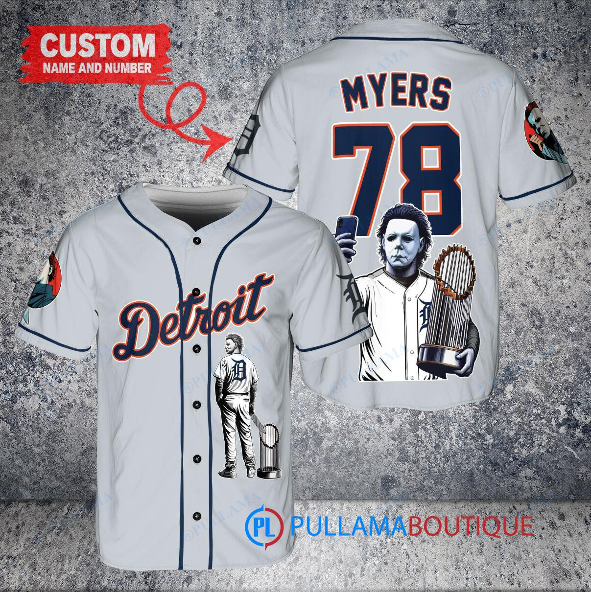 Boston Red Sox x Halloween Michael Myers with Trophy Custom Baseball Jersey Gold-Light Blue City Connect