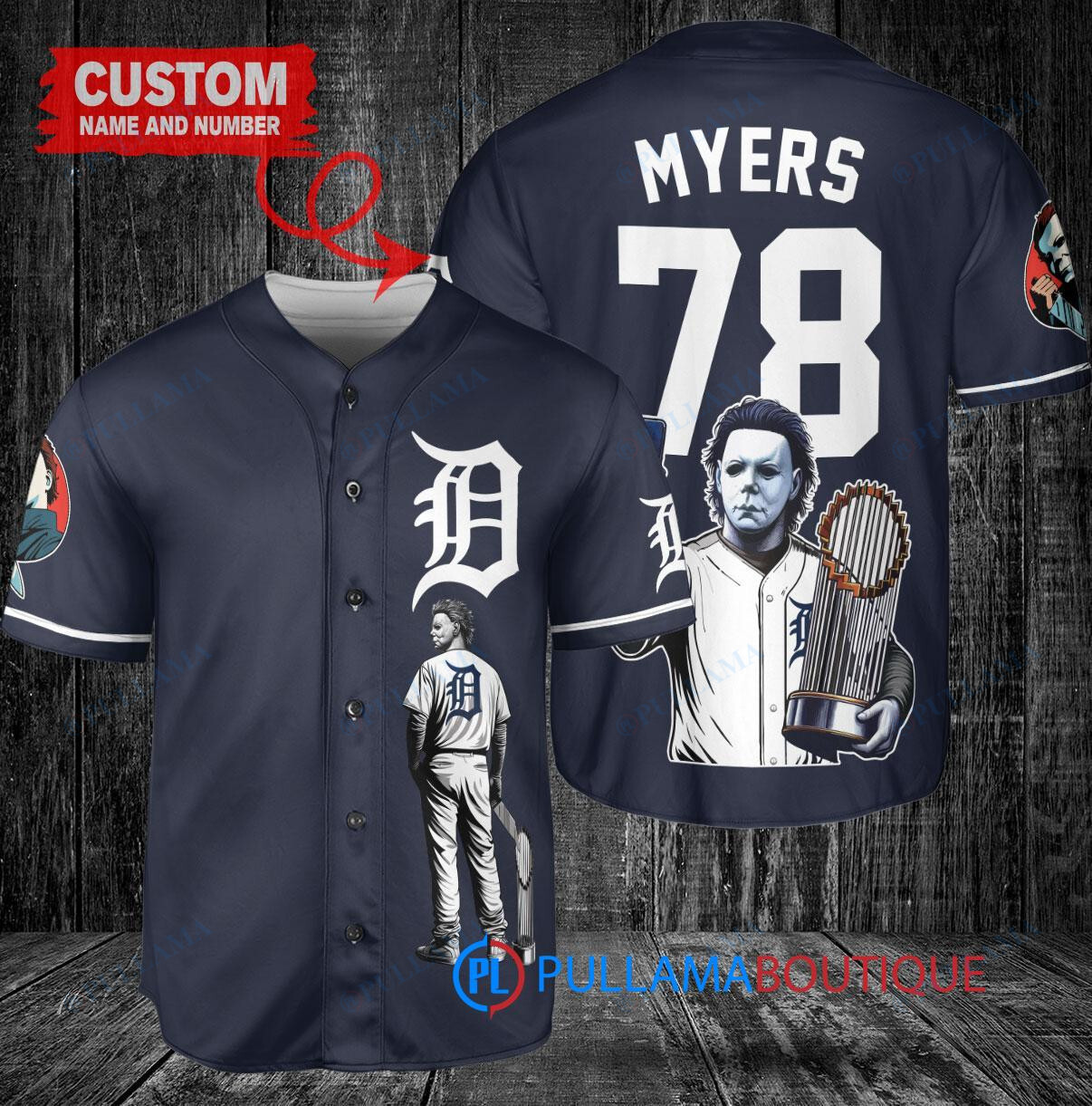 New York Mets x Halloween Michael Myers with Trophy Custom Baseball Jersey Black