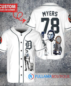 Detroit Tigers x Halloween Michael Myers with Trophy Custom Baseball Jersey White