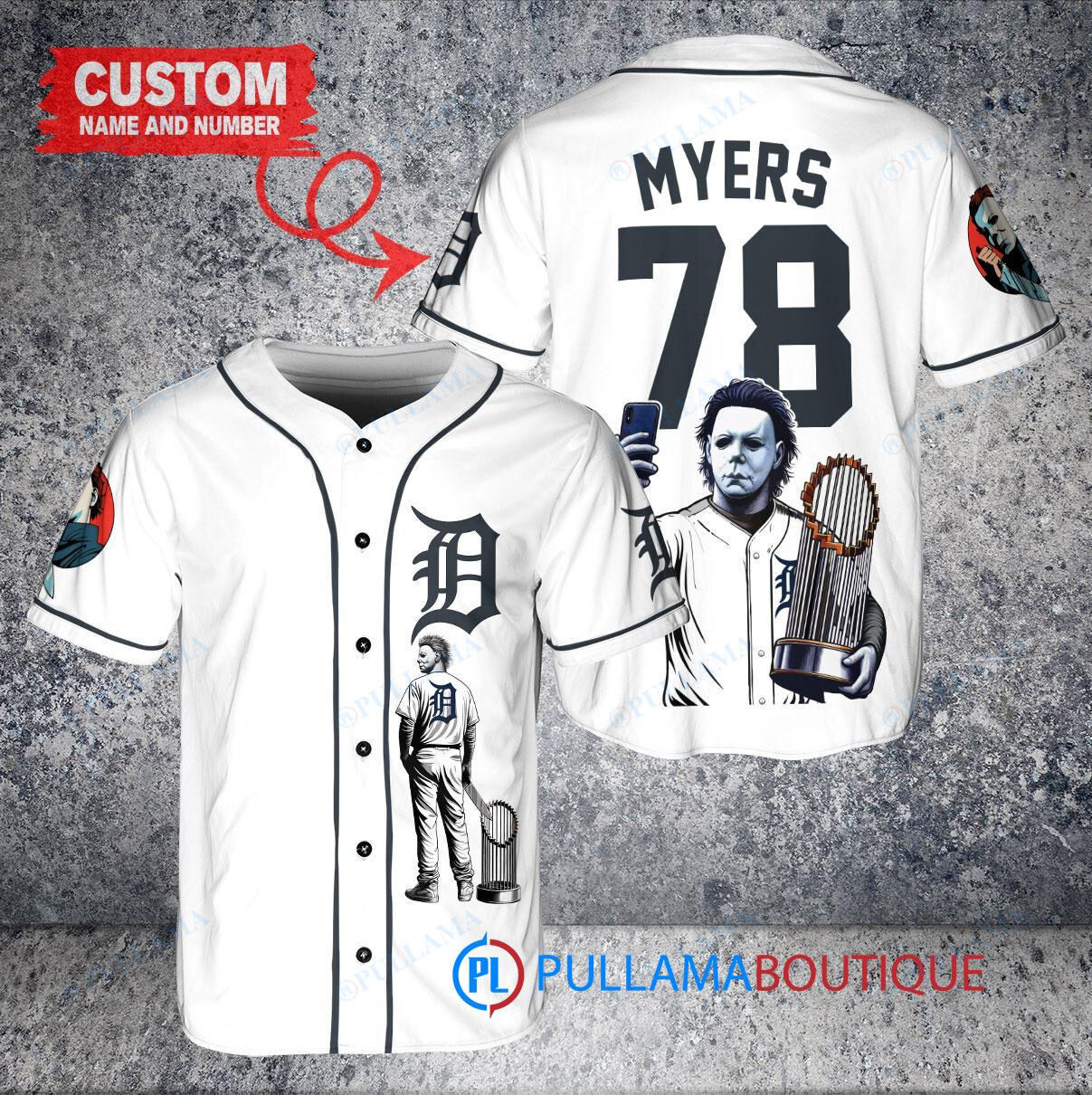 Kansas City Royals x Halloween Michael Myers with Trophy Custom Baseball Jersey White