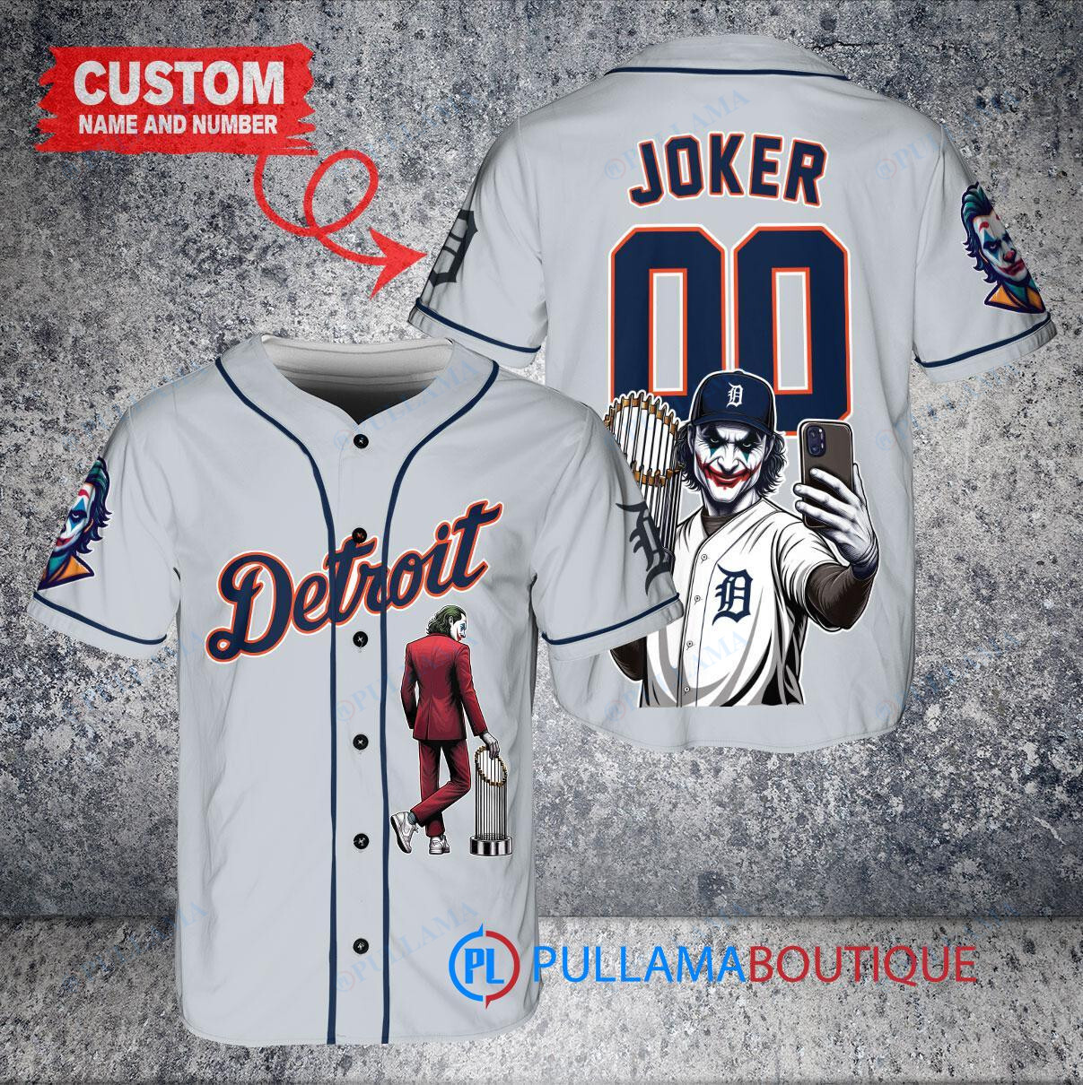 Los Angeles Dodgers x Joker DC Comics with Trophy Custom Baseball Jersey White