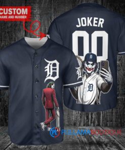 Detroit Tigers x Joker DC Comics with Trophy Custom Baseball Jersey Navy