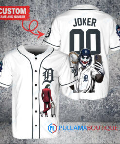 Detroit Tigers x Joker DC Comics with Trophy Custom Baseball Jersey White