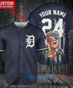 Detroit Tigers x Limited Edition with World Series Trophy Custom Baseball Jersey Navy