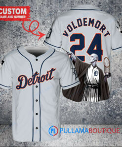 Detroit Tigers x Lord Voldemort Harry Potter with Trophy Custom Baseball Jersey Gray