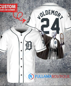 Detroit Tigers x Lord Voldemort Harry Potter with Trophy Custom Baseball Jersey White