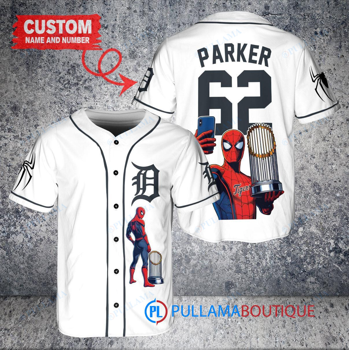 Chicago Cubs x Marvel Spiderman with Trophy Custom Baseball Jersey White