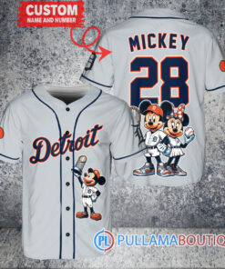 Detroit Tigers x Mickey and Minnie with Trophy Baseball Jersey Gray