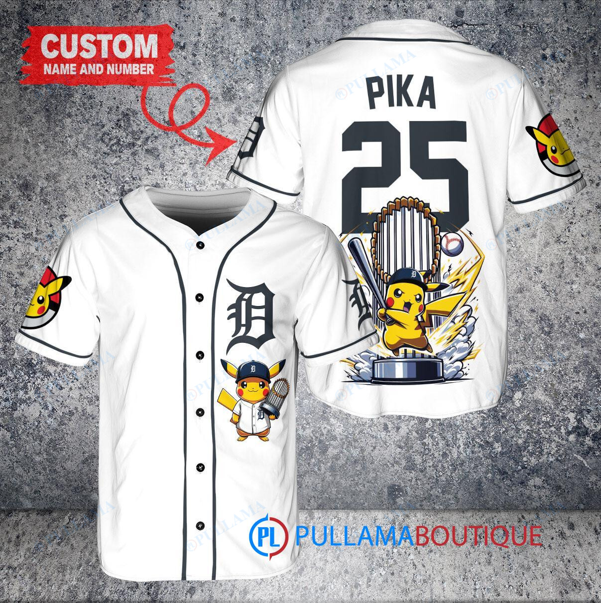 Atlanta Braves x Pikachu Pokemon with Trophy Custom Baseball Jersey White City Connect