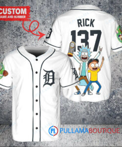 Detroit Tigers x Rick and Morty with Trophy Custom Baseball Jersey White