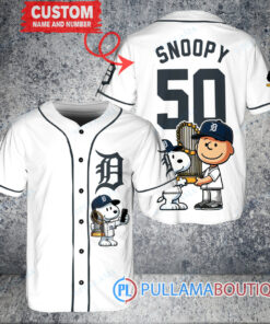 Detroit Tigers x Snoopy and Charlie Brown with Trophy Baseball Jersey White