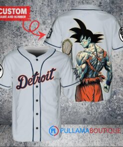 Detroit Tigers x Son Goku Kakarot Super Saiyan Dragon Ball Z with Trophy Baseball Jersey Gray