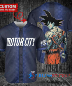 Detroit Tigers x Son Goku Kakarot Super Saiyan Dragon Ball Z with Trophy Baseball Jersey Navy City Connect