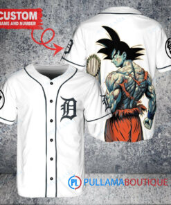 Detroit Tigers x Son Goku Kakarot Super Saiyan Dragon Ball Z with Trophy Baseball Jersey White