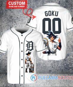 Detroit Tigers x Son Goku Kakarot Super Saiyan Dragon Ball Z with Trophy Baseball Jersey White V2