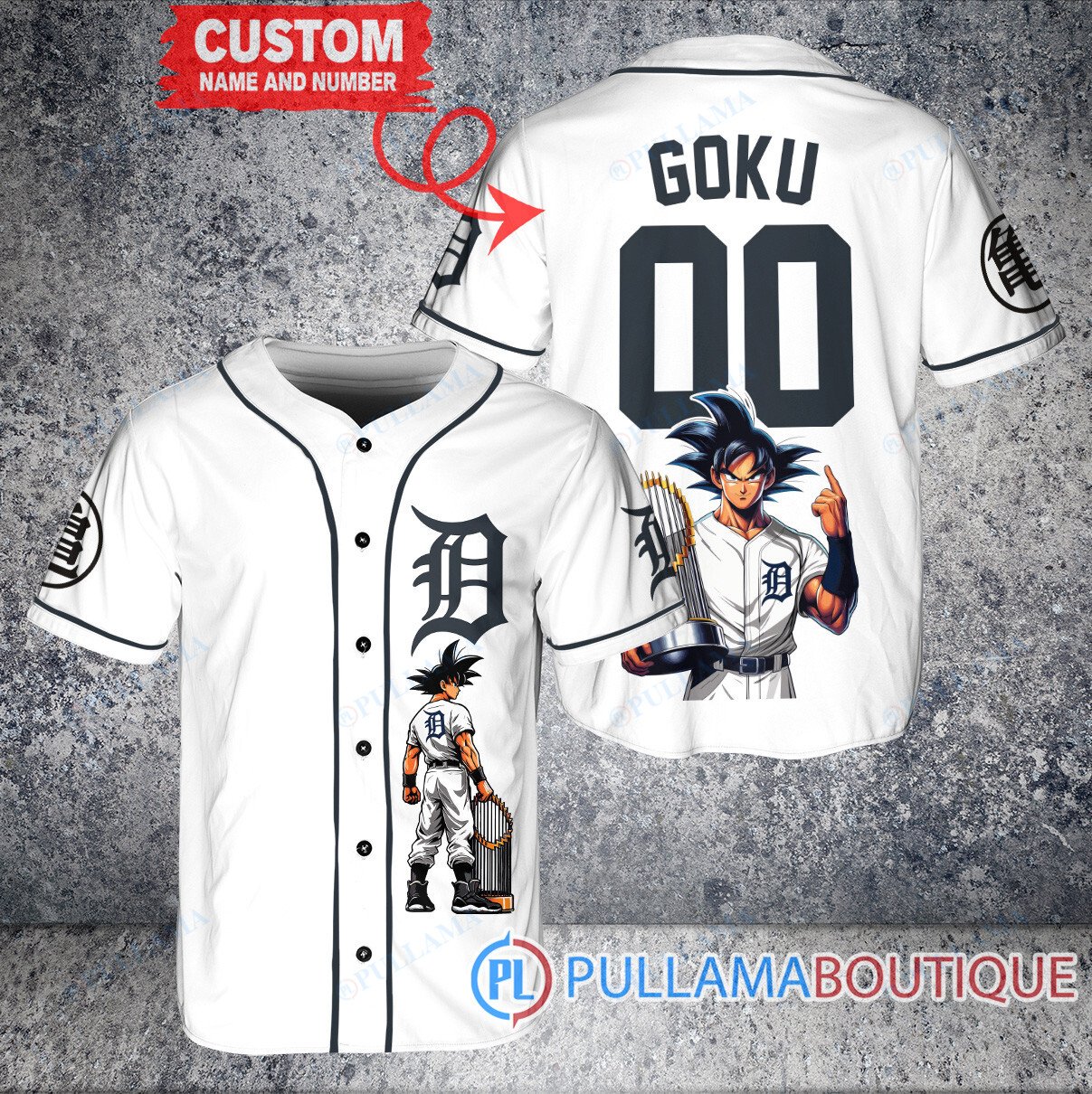 Miami Marlins x Son Goku Kakarot Super Saiyan Dragon Ball Z with Trophy Baseball Jersey Black V2