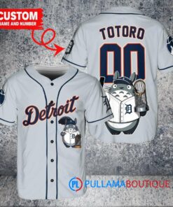 Detroit Tigers x Totoro Studio Ghibli with Trophy Custom Baseball Jersey Gray